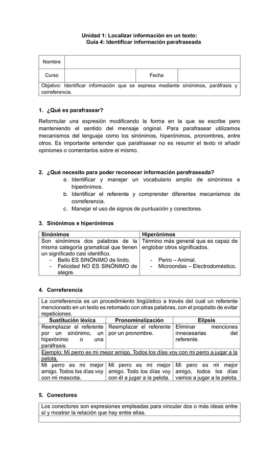 7mo/8vo: Localizar información parafraseada - comprensión lectora tipo simce 