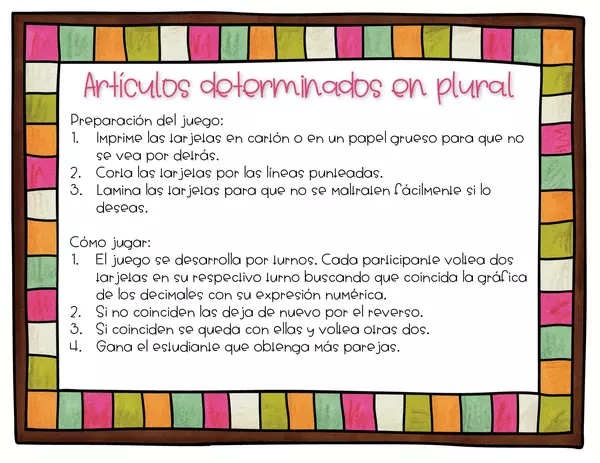Juego Memoria Artículos Determinados en Plural en Español