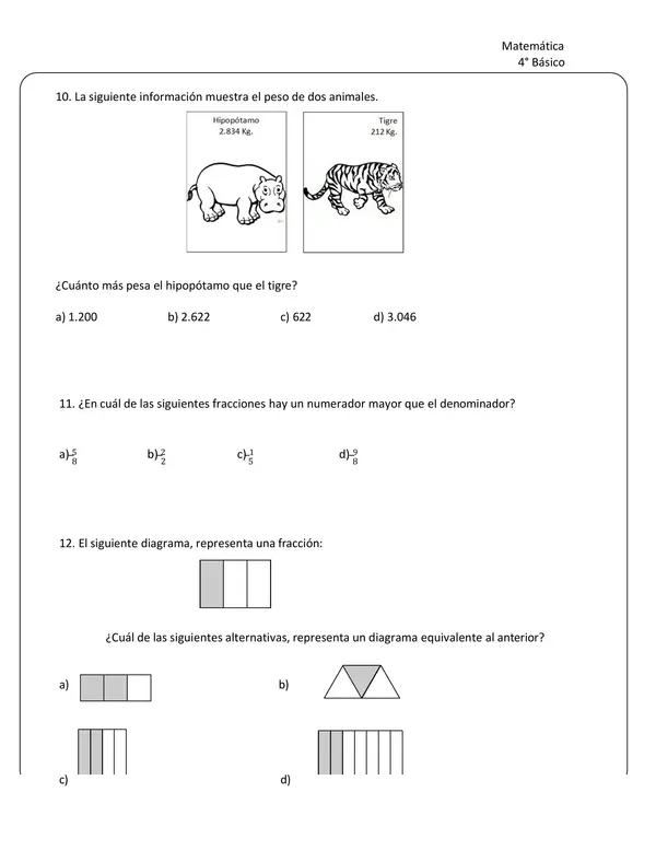 ENSAYO SIMCE 4° BÁSICO MATEMATICA