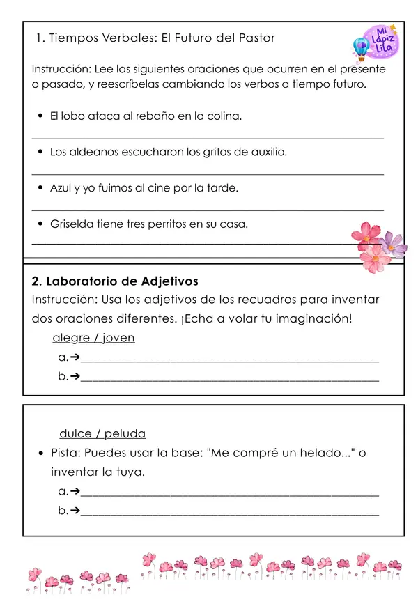 ACTIVIDADES DE REPASO GRAMÁTICA Y MATES 4°