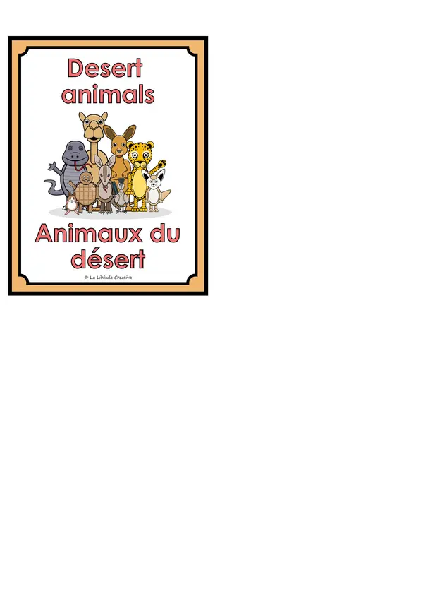 Flash Cards Bilingual Desert Animals Cartes bilingues sur les animaux du désert
