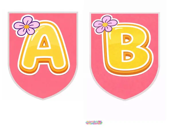 Banderin abecedario floral