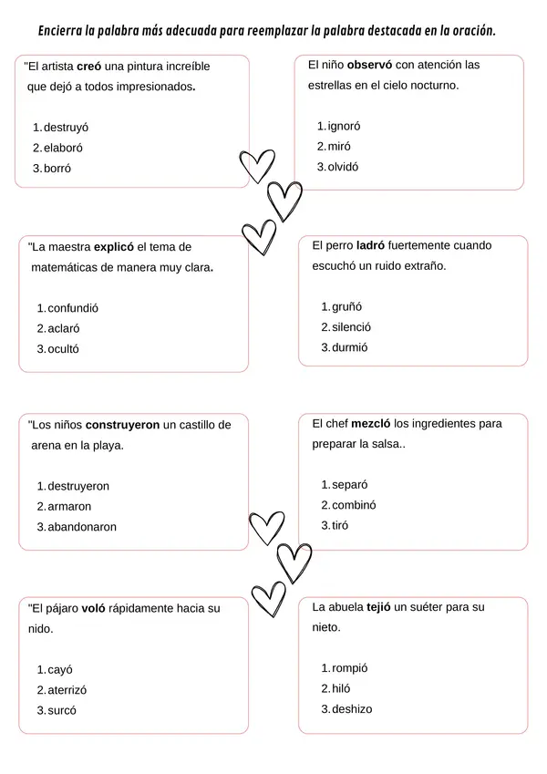 Ficha lista para usar: Sinónimos 2 | Lenguaje y comunicación