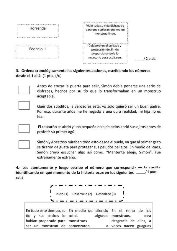 Evaluación libro ''El horroroso monstruo lindo''