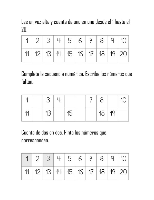 Números hasta el 20 
