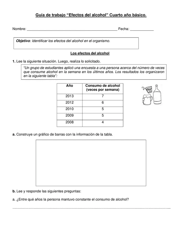 Guía "Efectos del alcohol" 4° básico.