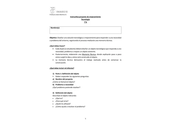 Proyecto Tecnología 7° Básico 