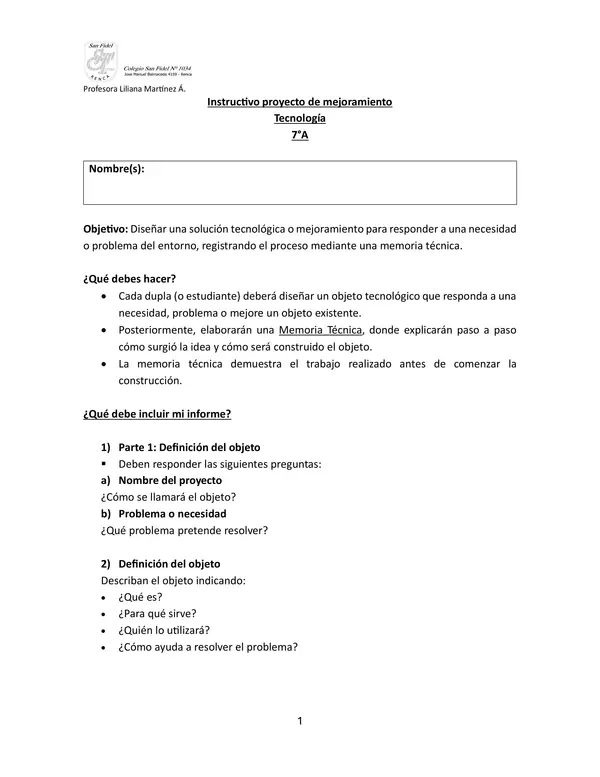Proyecto Tecnología 7° Básico 