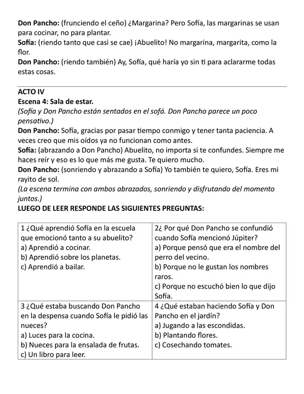 Comprensión el abuelito y las palabras confusas 