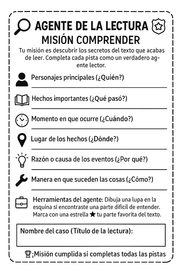 🕵️‍♀️ Agente de la Lectura: Misión Comprender 📖🔎