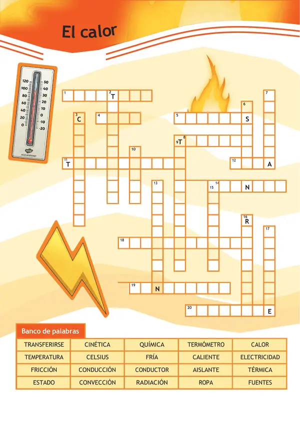 Crucigrama de CALOR: 6 básico