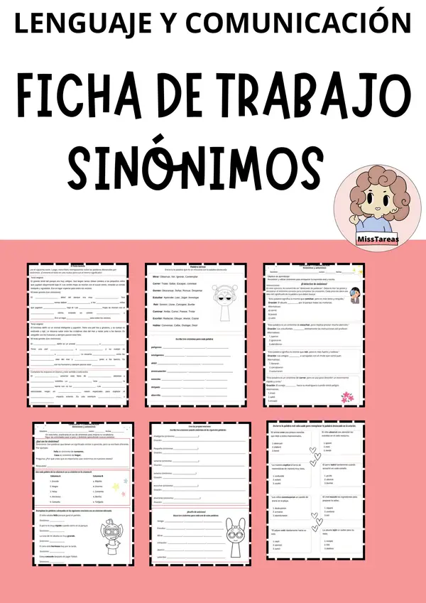 Ficha lista para usar: Sinónimos 2 | Lenguaje y comunicación