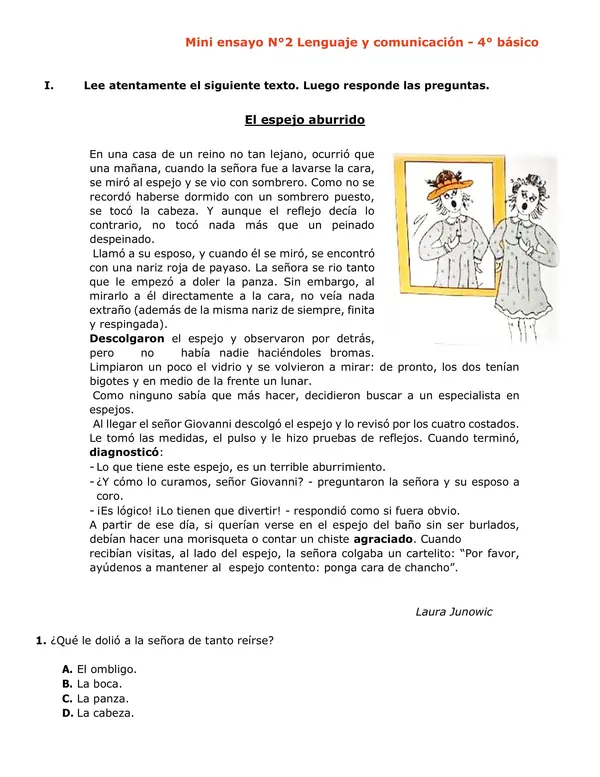 Mini ensayo n°2. SIMCE 4° BÁSICO - Lenguaje y comunicación