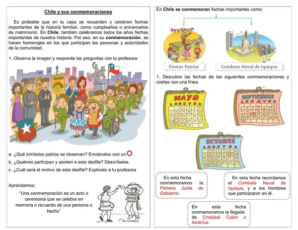 Guía historia 1° año "Chile y sus conmemoraciones"