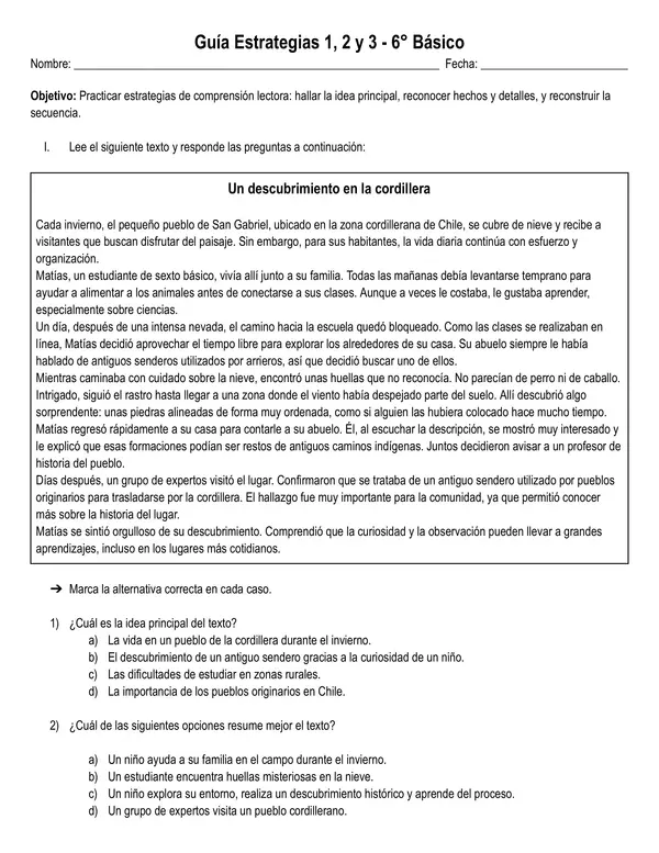 Guía Comprensión de Lectura 