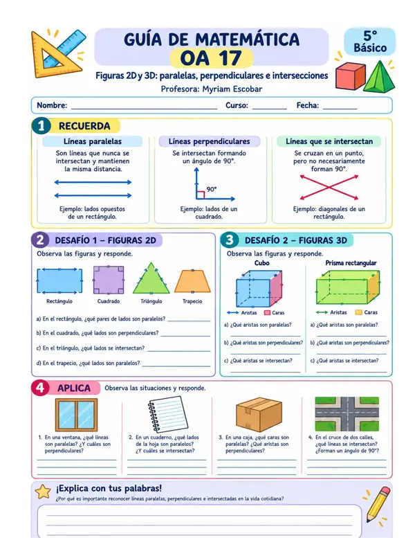 Figuras "2D y 3D, paralelas y perpendiculares