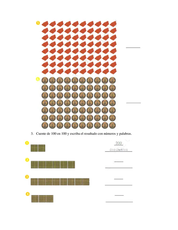 Contar números del 0 al 1000. De 5 en 5. De 10 en 10. De 100 en 100