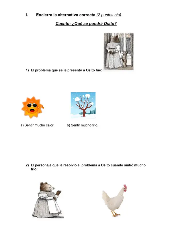 Evaluación Libro Osito