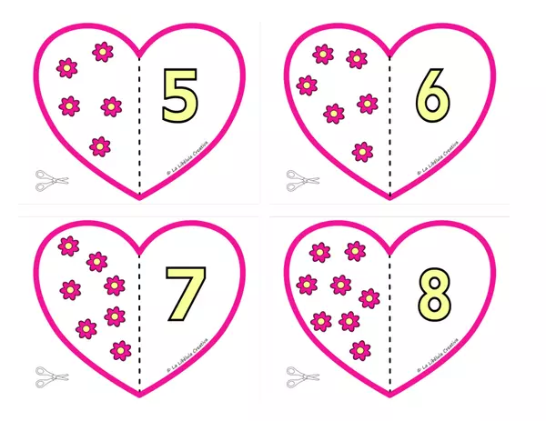 Tarjetas Ilustrativas Rompecabezas Números San Valentín 0 a 20