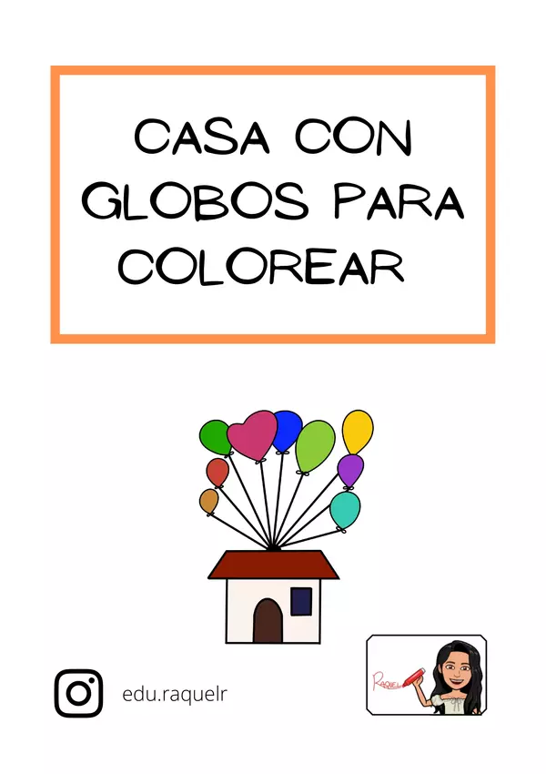Casita volando con globos para colorear