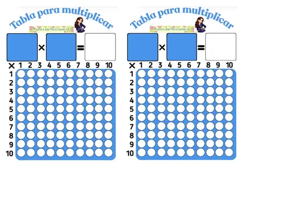 Tabla para multiplicar/ matriz de puntos 