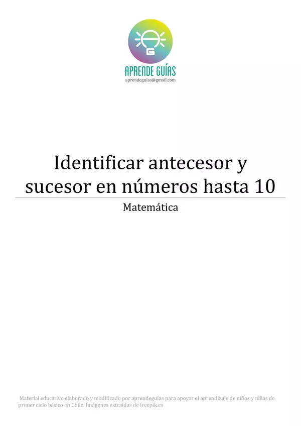 Identificar antecesor y sucesor en números hasta el 10