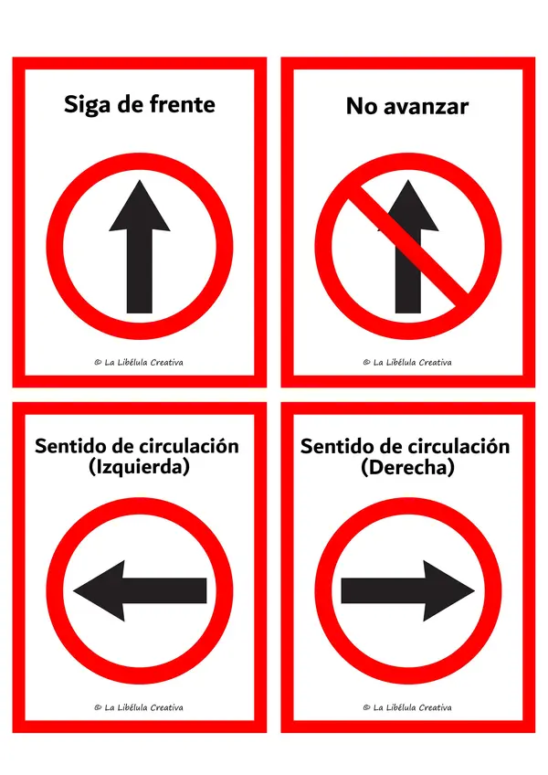 Tarjetas Ilustrativas Señales de tránsito obligatorias Color BW