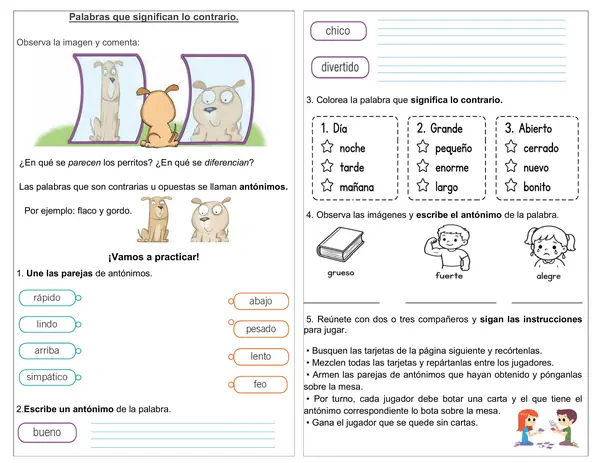 Guía 1°básico "Trabajemos con los antónimos"