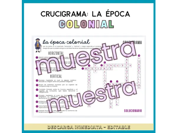 Crucigrama: La época Colonial. 