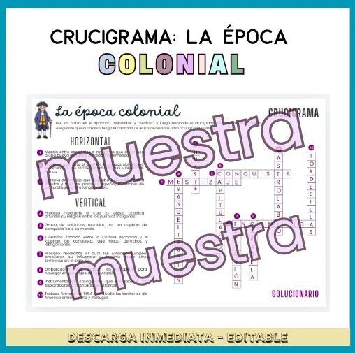 Crucigrama: La época Colonial. 