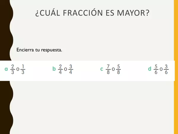 Comparar fracciones con igual denominador- Suma y resta de fracciones con igual denominador