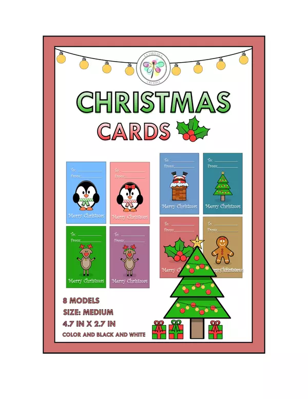 Christmas Tags Cards Gifts Santa Claus Craft Cut Color BW 2