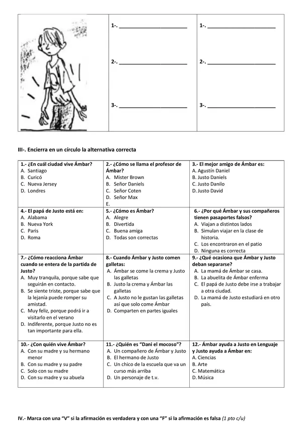 Ambar, seguiremos siendo amigos - Evaluación 4to básico.