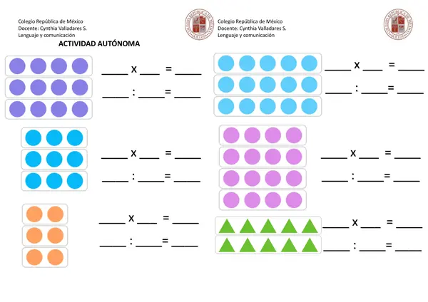 Ejercicios de división y multiplicación desde lo pictórico