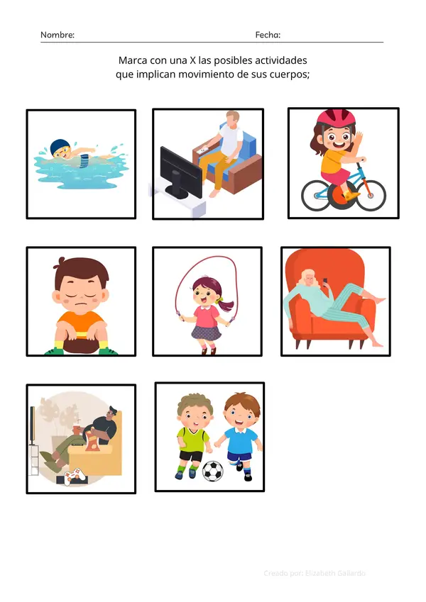Guia de actividades de Ciencias Primero Básico "Movimiento del cuerpo Actividad Física"