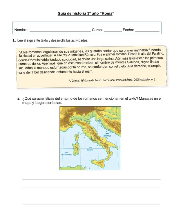Guía de historia 3° año "Roma"