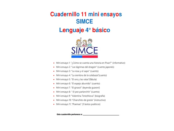 Pack N°1 SIMCE lectura 4° básico.