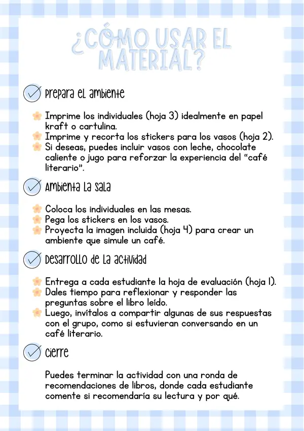 Café Literario Escolar | Actividad de lectura