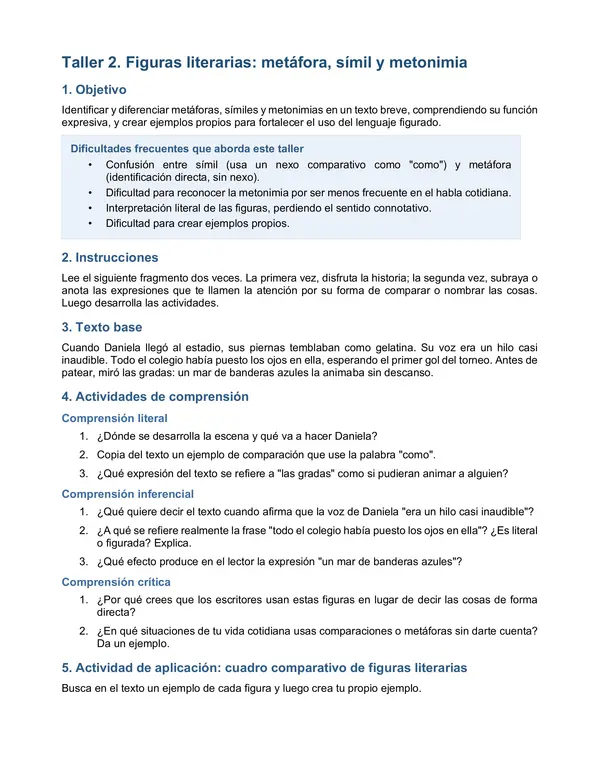 Taller de apoyo - Género lírico, Cuento y fábula, texto expositivo y texto argumentativo. 
