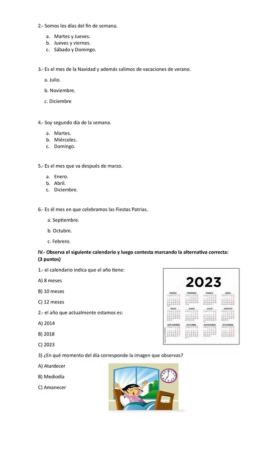 Evaluación sumativa de Historia y geografía 