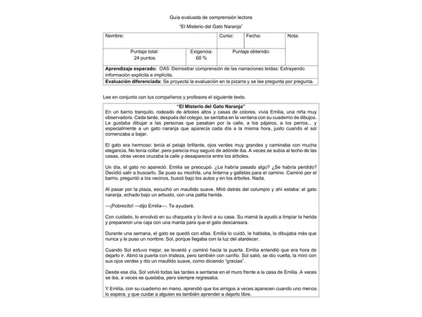 Guía evaluada comprensión lectora