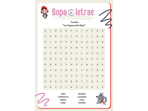 Sopa de Letras Cuentos Infantiles