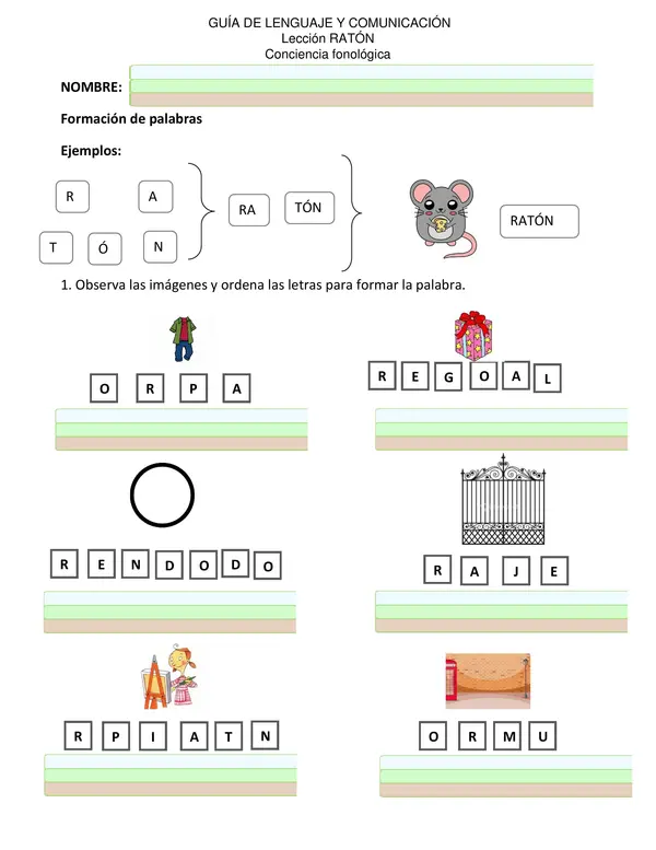 guía método Matte lección ratón, conciencia fonológica
