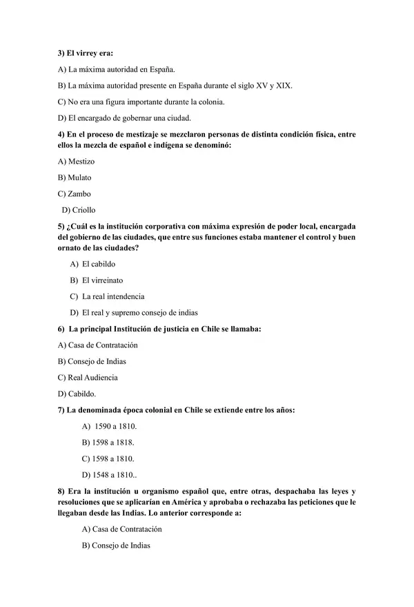 PRUEBA UNIDAD 2 “FORMACIÓN DE LA SOCIEDAD AMERICANA Y DE LOS PRINCIPALES RASGOS DEL CHILE COLONIAL”