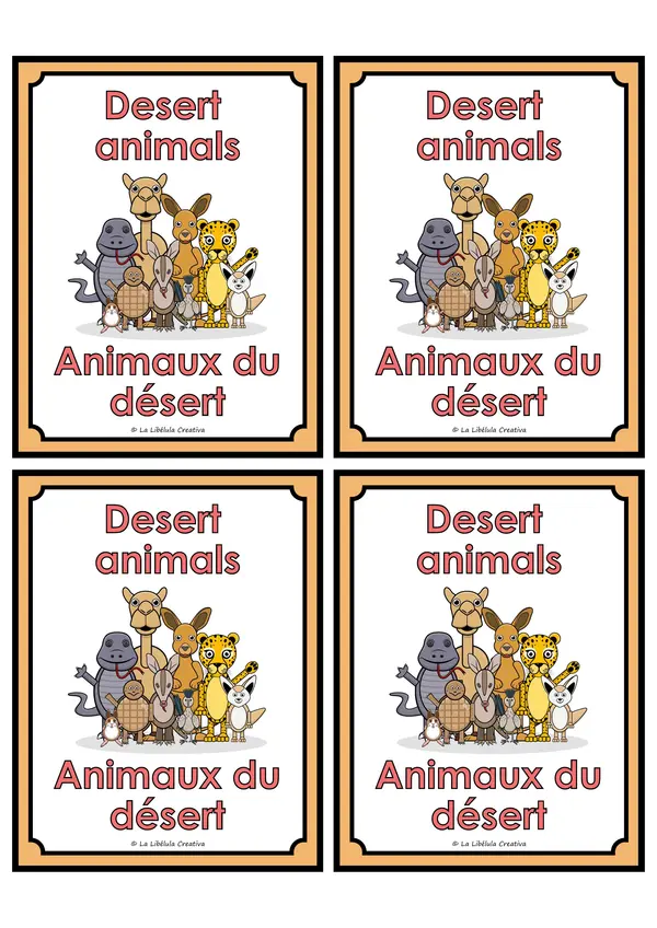Flash Cards Bilingual Desert Animals Cartes bilingues sur les animaux du désert