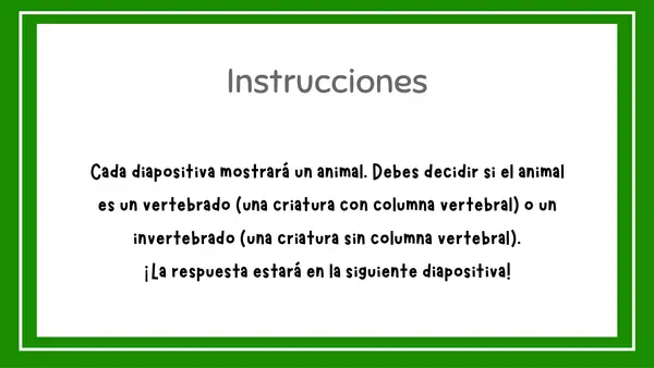 Vertebrados o invertebrados animales jugo de preguntas ppt no print