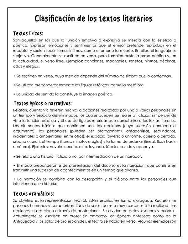 Guía de trabajo - Textos Literarios - 8° básico (Lengua y Literatura)