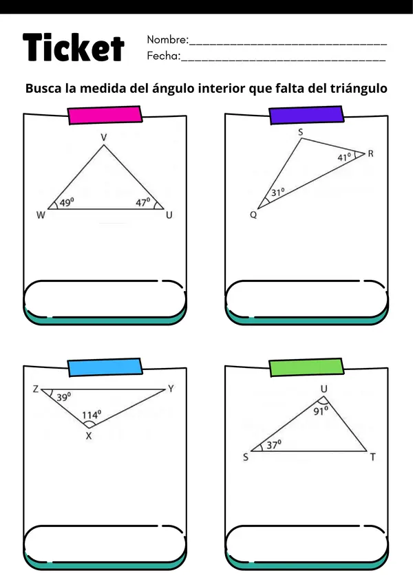 Ticket ángulos interiores