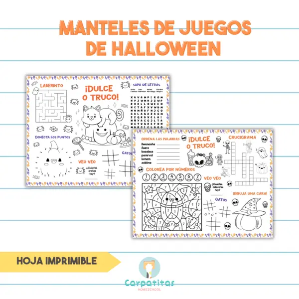 Manteles (Placemats) de Halloween | Hoja Imprimible