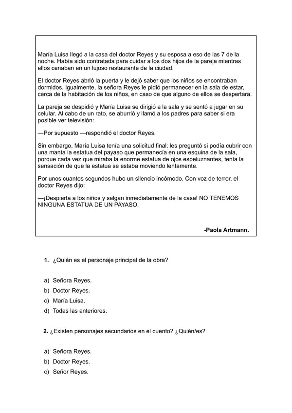 Evaluación 6to básico 